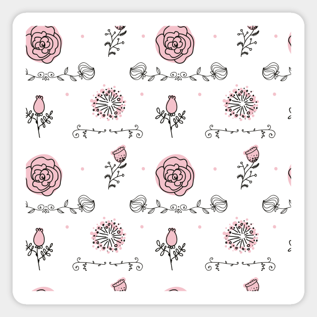 Elegance Seamless pattern with flowers Sticker by Olga Berlet